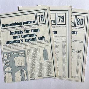 Vintage Designer Sewing Patterns Uncut Lot Of 3 Blouse Dress Jacket Skirt 70s